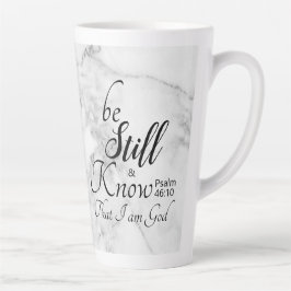Caneca De Café Latte Fique Parado e Conheça Versículo Bíblico 46:10 Már
