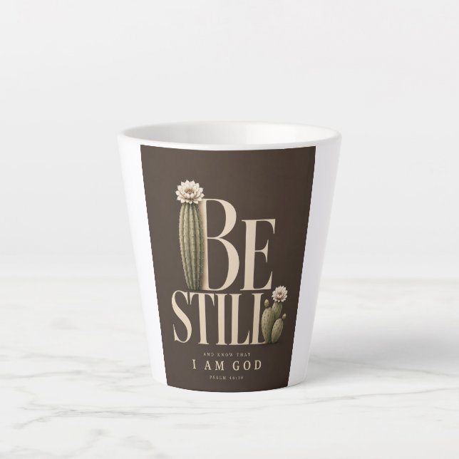 Caneca De Café Latte FIQUE PARADO | Salmo 46:10 | Walnut (Frente)