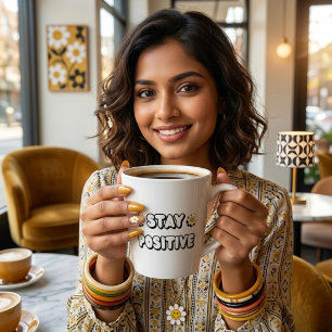 Caneca De Café Latte Fique Positivo