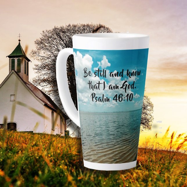 Caneca De Café Latte Fique quieto e conheça o lago pacífico Christian M (Criador carregado)