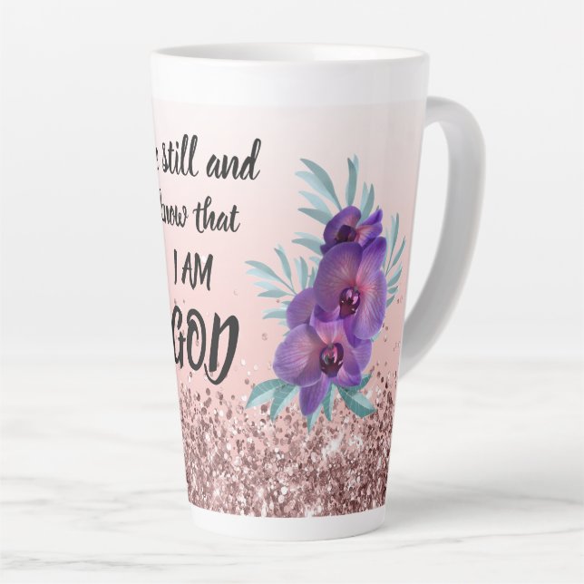 Caneca De Café Latte Fique Sabendo Que Sou Deus - Floral Latte Mug (Ângulo direito)