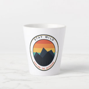 Caneca De Café Latte Fique Selvagem Explore O Ar Livre Montanha Sol Ret