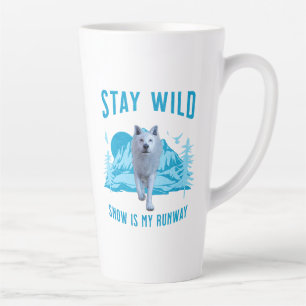 Caneca De Café Latte Fique selvagem no lobo ártico