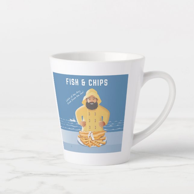 Caneca De Café Latte Fish and Chips (Direita)