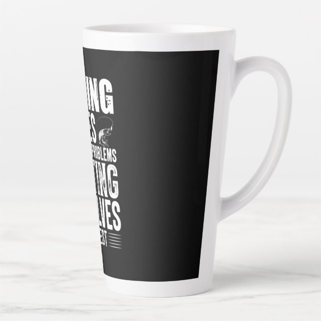 Caneca De Café Latte Fisher Fishing Solves Most Of My Problems (Direita)