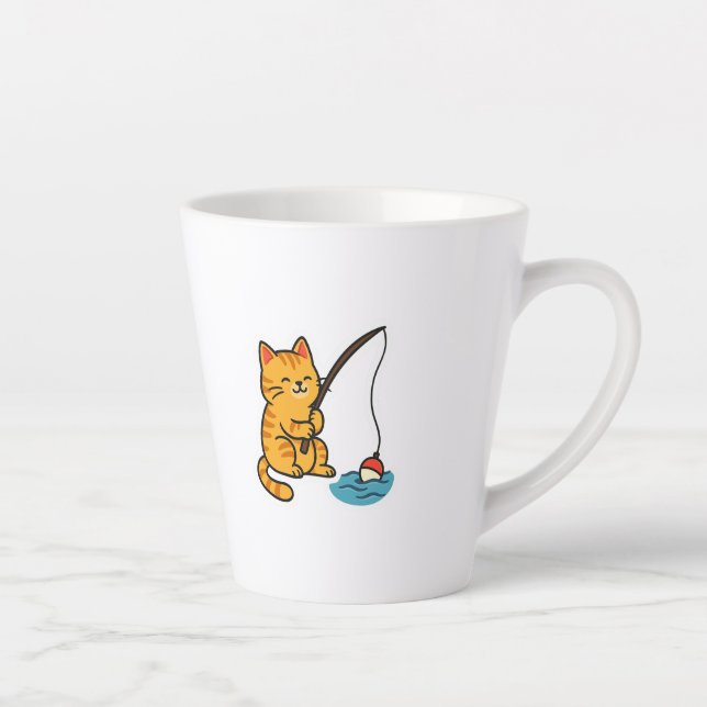 Caneca De Café Latte Fishing Cat (Direita)