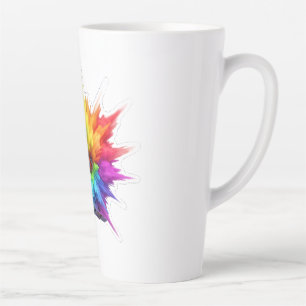Caneca De Café Latte Fita Cassete Retro com Explosão de Cores Arco-Íris