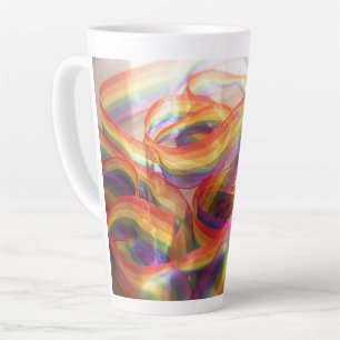 Caneca De Café Latte fita de arco-íris transparente em cascata gerada p