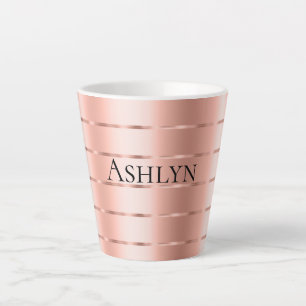 Caneca De Café Latte Fita Dourado Rosa