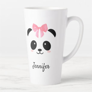 Caneca De Café Latte Fita rosa fofa Kawaii panda personalizada
