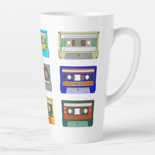 Caneca De Café Latte Fitas Coloridas Retro Nostalgia dos Anos 80