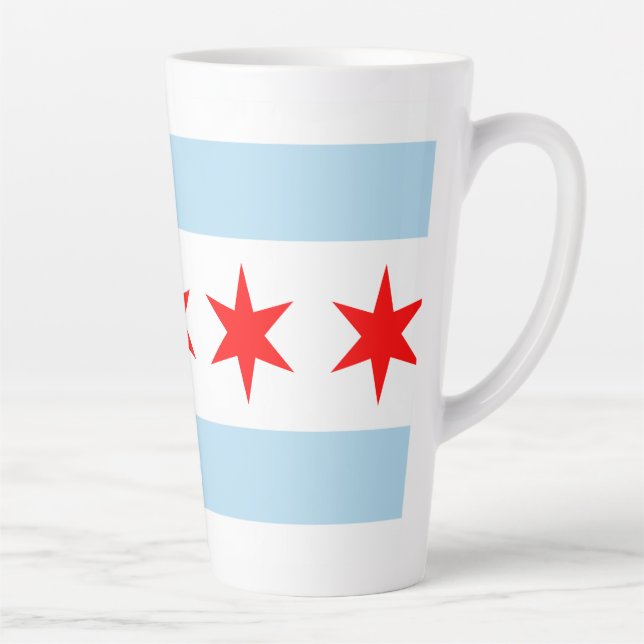 Caneca De Café Latte Flag of Chicago, Illinois (Direita)