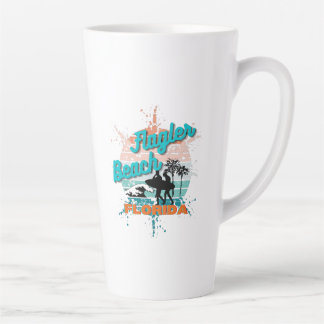 Caneca De Café Latte Flagler Beach Vintage Retro Sunset