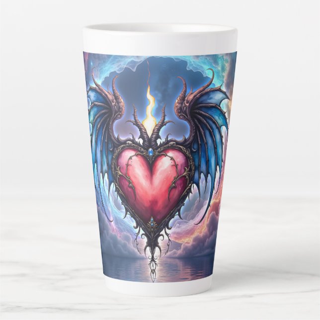 Caneca De Café Latte Flamebound Heart of the Moon – Gothic Cosmic Love  (Frente)