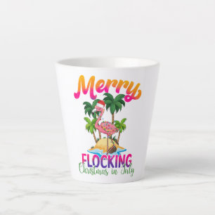 Caneca De Café Latte Flamingo Christmas Em Julho   Flamingo Tropical