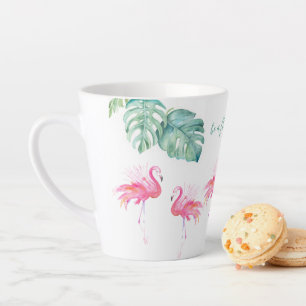 Caneca De Café Latte Flamingo Cor-de-Água Rosa