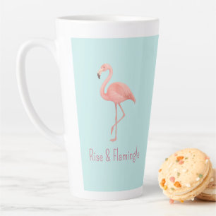 Caneca De Café Latte Flamingo Cor-de-Rosa Elevada e Flamingolada - Azul