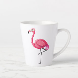 Caneca De Café Latte Flamingo em Estilo Cartoon-23654