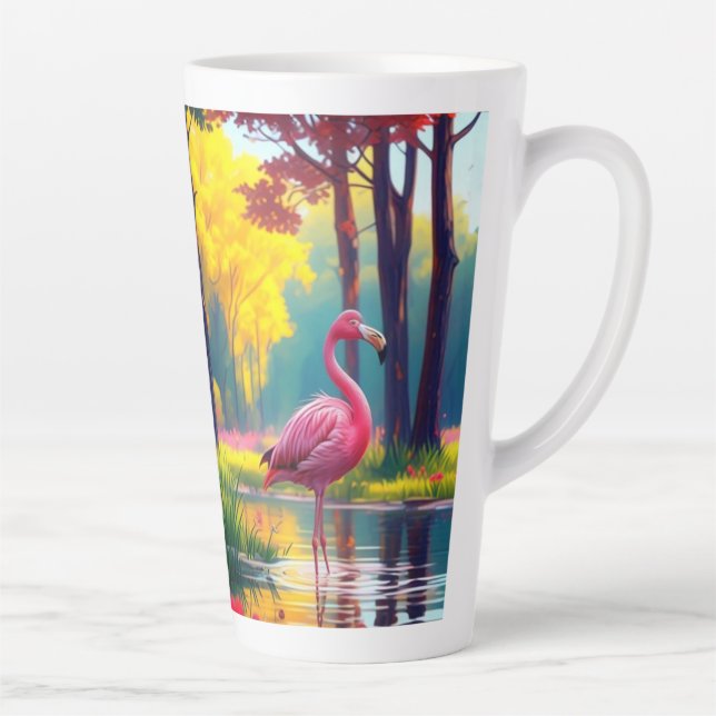 Caneca De Café Latte Flamingo em Pé no Lago-36547 (Direita)