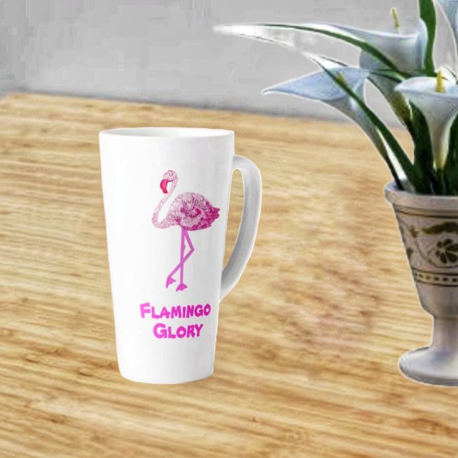 Caneca De Café Latte Flamingo Glory Latte Mug (This Flamingo Glory Latte Mug, is fun to sip your latte from!)