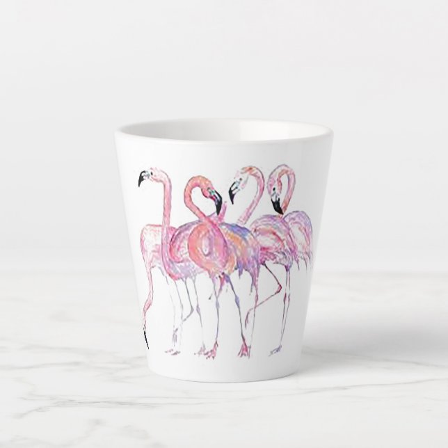 Caneca De Café Latte Flamingo Latte, Rosa (Frente)