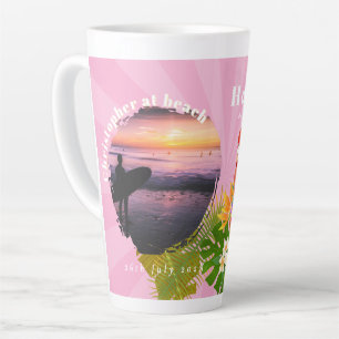 Caneca De Café Latte Flamingo Memórias Tropicais Foto rosa