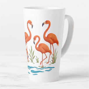 Caneca De Café Latte Flamingo rosa