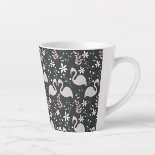 Caneca De Café Latte Flamingo sem soldadura, branco sobre fundo escuro