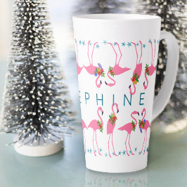 Caneca De Café Latte Flamingos Reunidos Altos