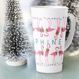 Caneca De Café Latte Flamingos Reunidos Altos