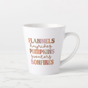 Caneca De Café Latte Flannels Pumpkins Bonfire