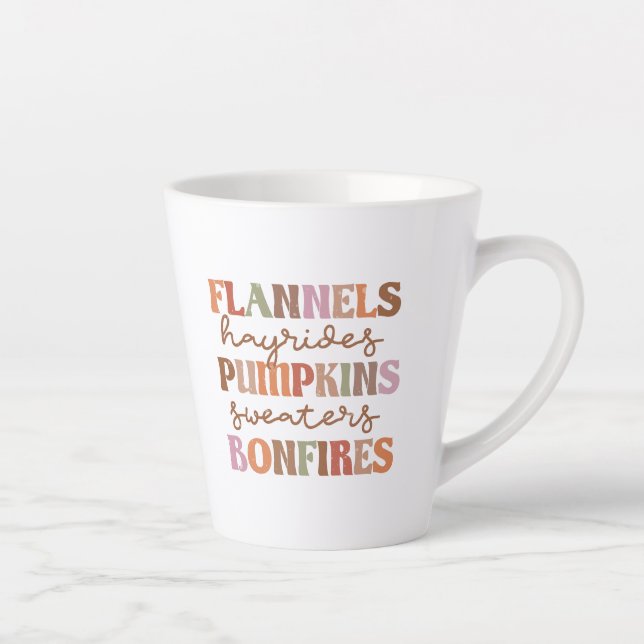 Caneca De Café Latte Flannels Pumpkins Bonfire (Direita)