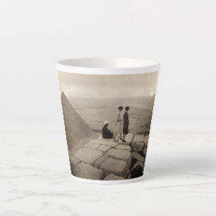 Caneca De Café Latte Flapper Girls Sunrise na Pirâmide Khufu, Egito 192