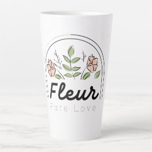 Caneca De Café Latte Fleur – Logotipo Floral de Amor Puro