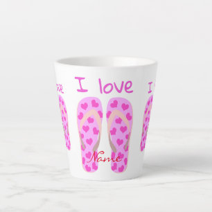 Caneca De Café Latte Flip-Flops Rosa Thunder_Cove