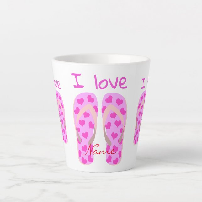 Caneca De Café Latte Flip-Flops Rosa Thunder_Cove (Frente)