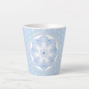 Caneca De Café Latte Floco de neve azul gelo