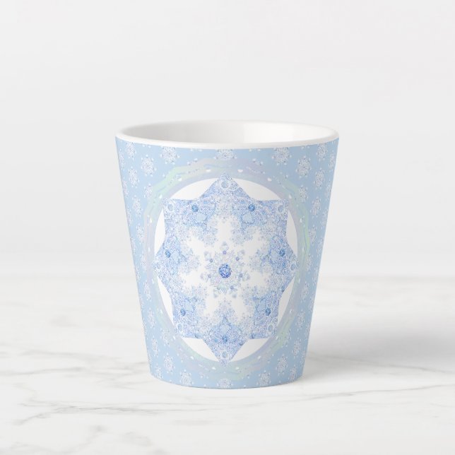 Caneca De Café Latte Floco de neve azul gelo (Frente)
