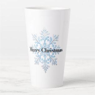 Caneca De Café Latte Floco de neve branco claro azul