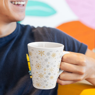 Caneca De Café Latte Floco De Neve E Círculo Sem Costura