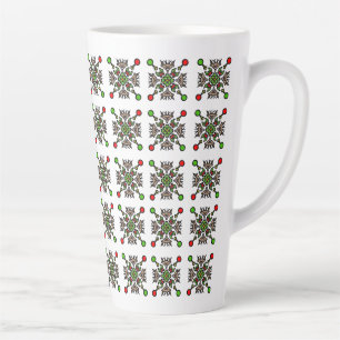 Caneca De Café Latte Floco de Neve Mandala de Natal