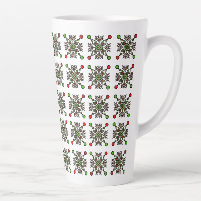 Caneca De Café Latte Floco de Neve Mandala de Natal (Direita)