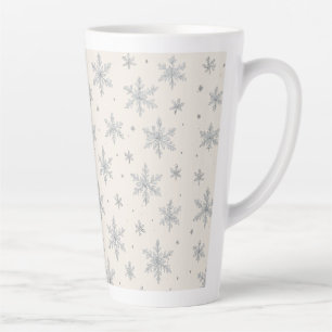 Caneca De Café Latte Floco de Neve Prateado Elegante Férias de Invern