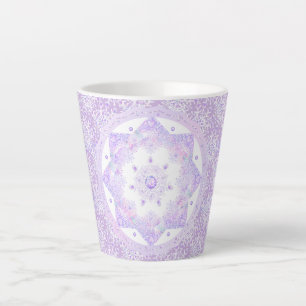 Caneca De Café Latte floco de neve roxo leve e coração brilhando