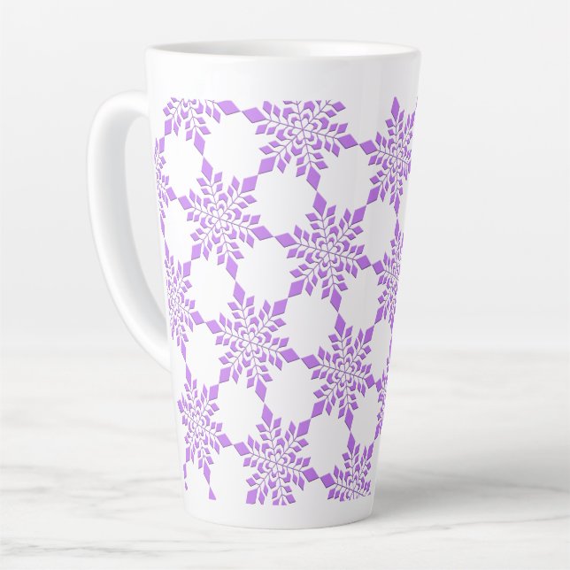 Caneca De Café Latte Floco de neve violeta-vermelha (Ângulo esquerdo)