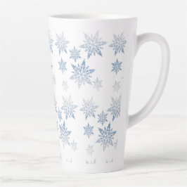 Caneca De Café Latte Flocos de neve azuis de inverno