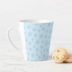 Caneca De Café Latte Flocos de neve, Azul de gelo, Flocos de neve gelad