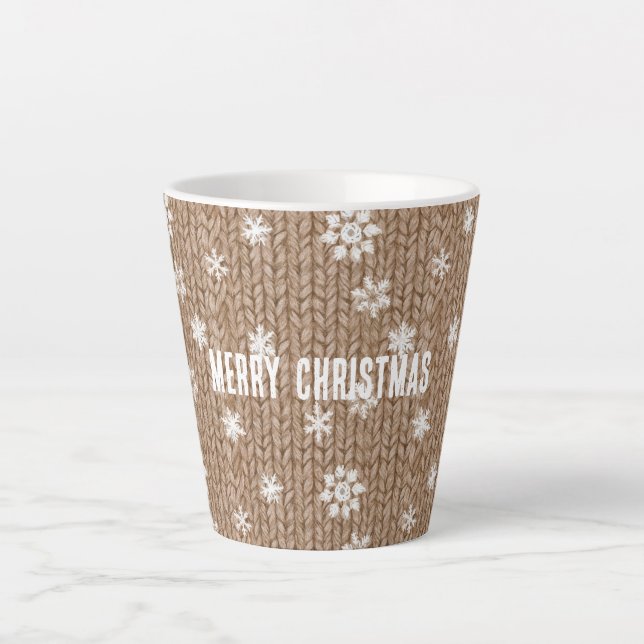 Caneca De Café Latte Flocos de Neve de Creme de Cacau Natal (Frente)