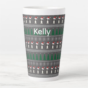 Caneca De Café Latte Flocos de Neve de Natal, Cachorro do Papai Noel, Á