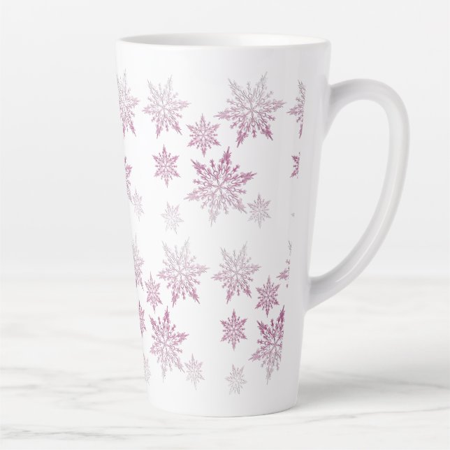 Caneca De Café Latte Flocos de neve de queijo rosa (Direita)